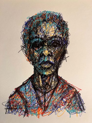 Tinte und Acrylstift auf Papier, 14x19cm Ohne Titel, 2025