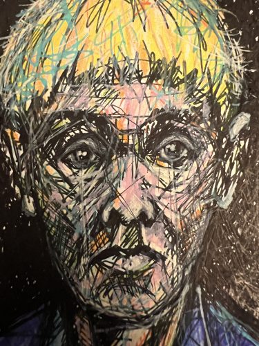 Acrystift und Tusche auf Papier